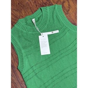 New With Tags Green Mesh Crochet Vest Women's Size Small Evaless Brand